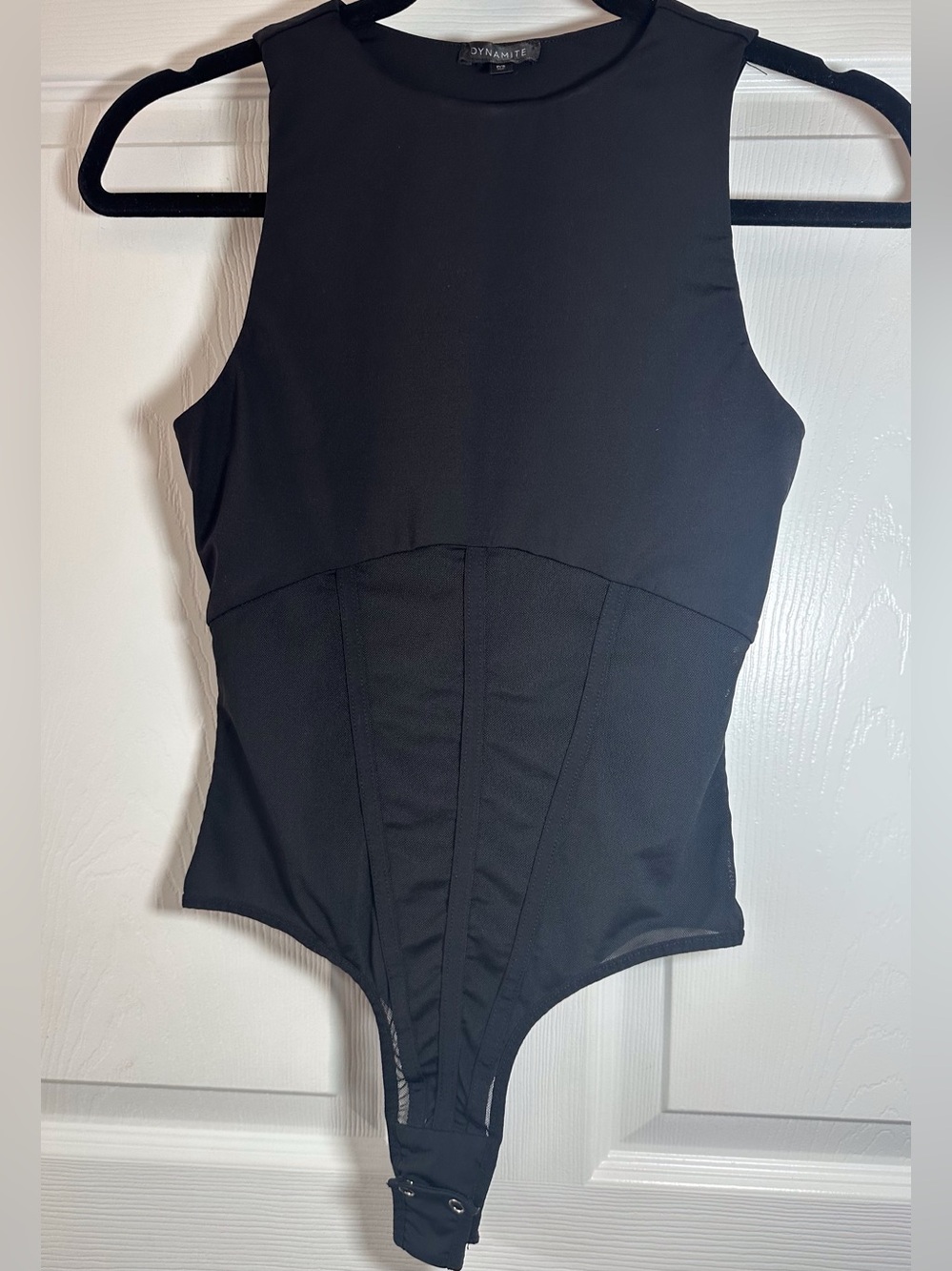 Dynamite Black Sleeveless Mesh Corset Bodysuit Size Small - Picture 2 of 9